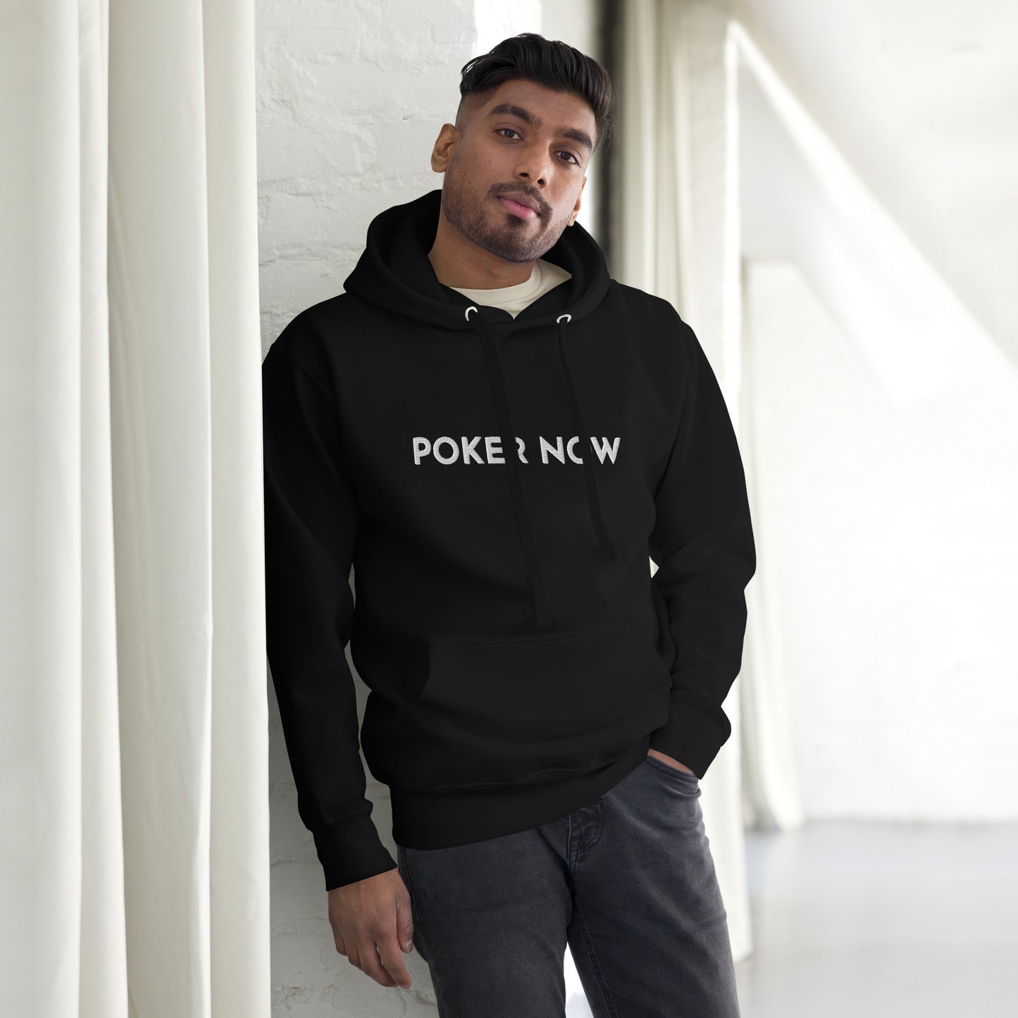 Premium Embroidered Poker Now Hoodie