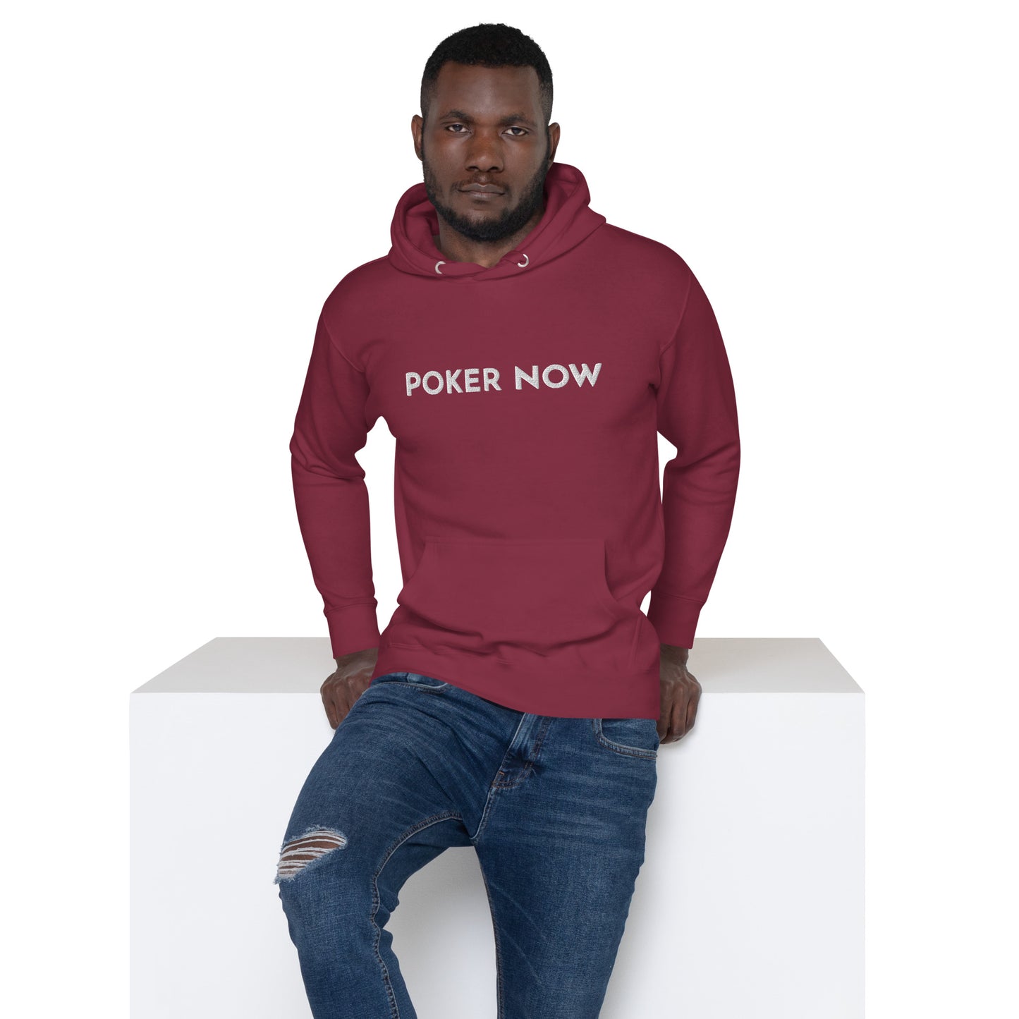Premium Embroidered Poker Now Hoodie